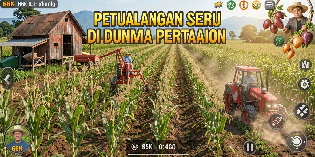 Tampilan gameplay 66K yang menarik dengan aktivitas bertani.