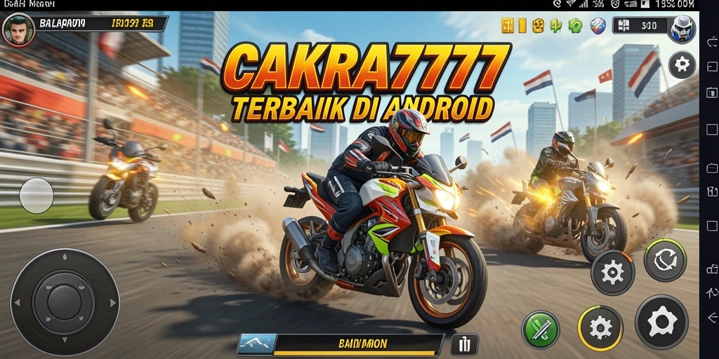 Screenshot gameplay CAKRA777 menampilkan aksi balapan seru.