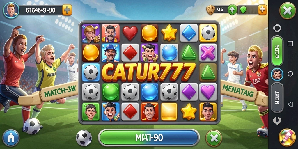 Tampilkan gameplay seru dan menantang dari CATUR777 Match-3.