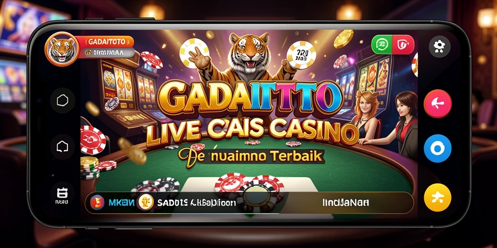 Screenshot gameplay GADAITOTO menampilkan dealer langsung dan suasana kasino yang nyata.