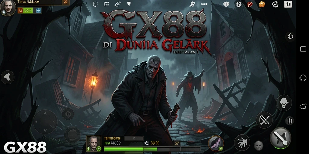 Screenshot gameplay GX88 menampilkan suasana Horror yang mencekam.