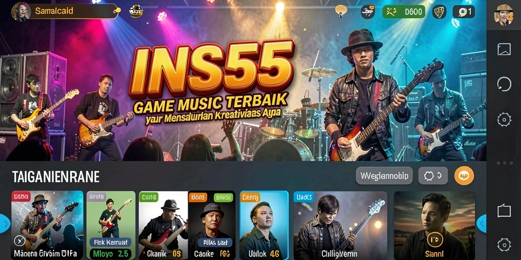 Tampilan gameplay INS55 dengan pengguna bermain musik interaktif.
