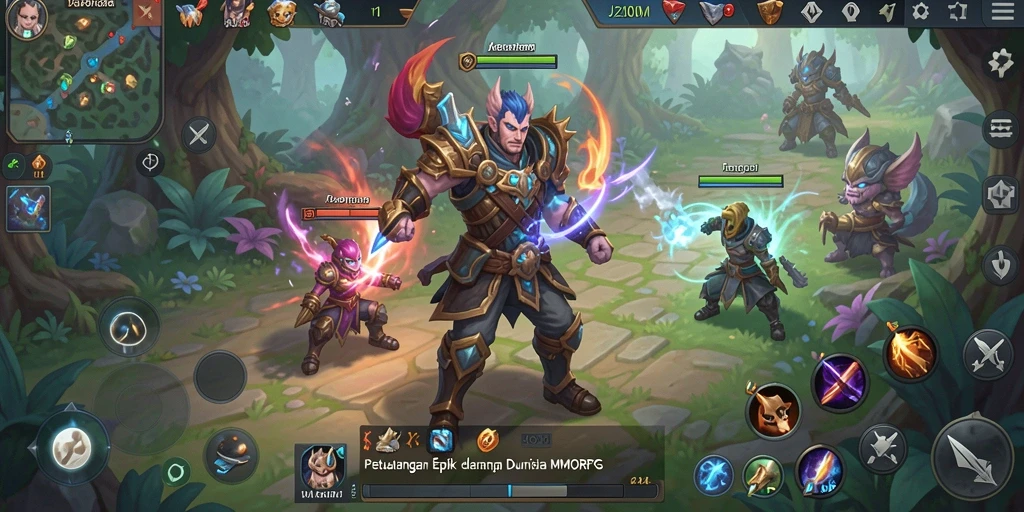 Tangkapan layar gameplay J200M menampilkan petualangan MMORPG yang mendebarkan.