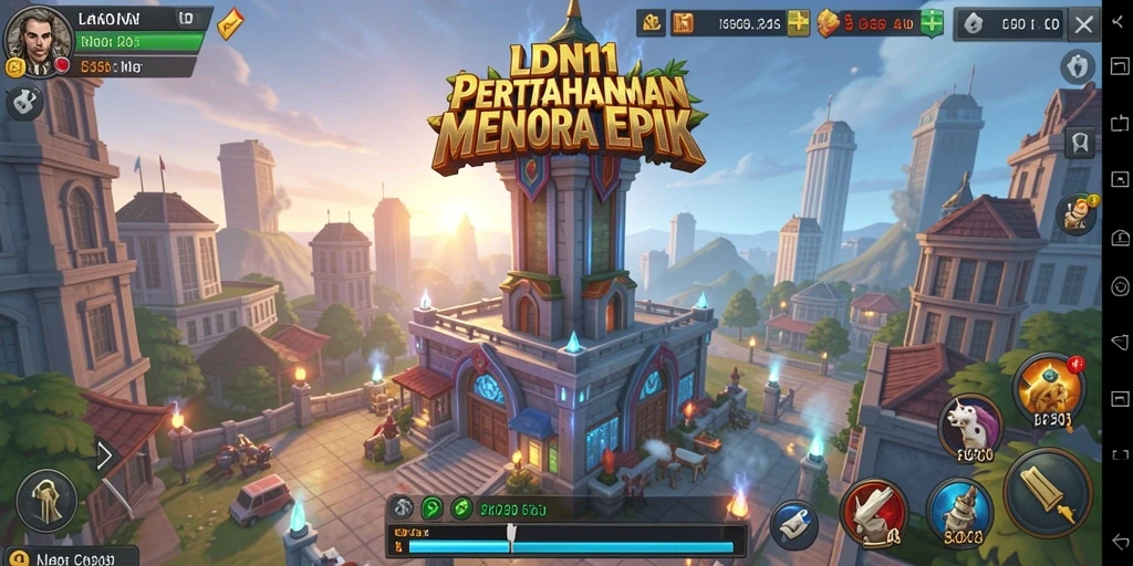 Tampilan gameplay LDN11 menampilkan aksi seru dalam pertahanan menara.
