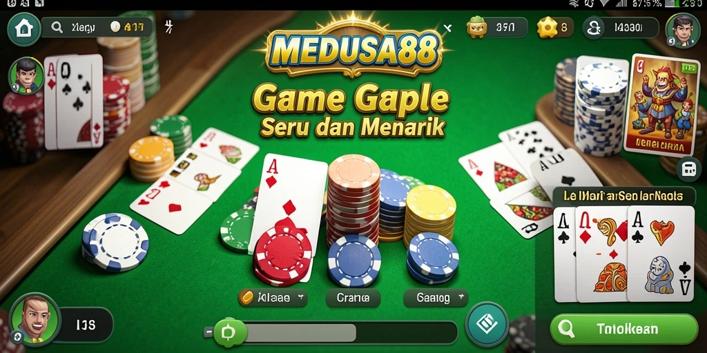 Screenshot gameplay Gaple dengan pemain bersaing.