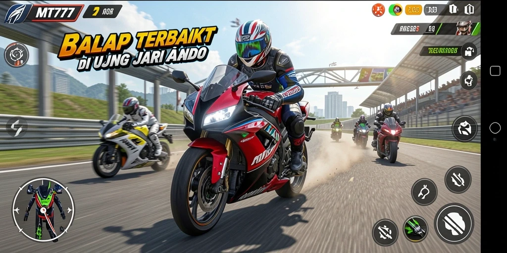 Gameplay seru balap motor di MT777 dengan trek yang menantang.