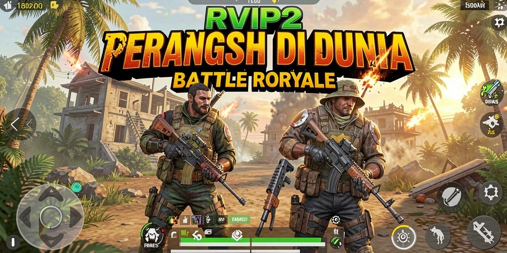 Tampilan gameplay menegangkan di RVIP2 dengan aksi Battle Royale yang seru.