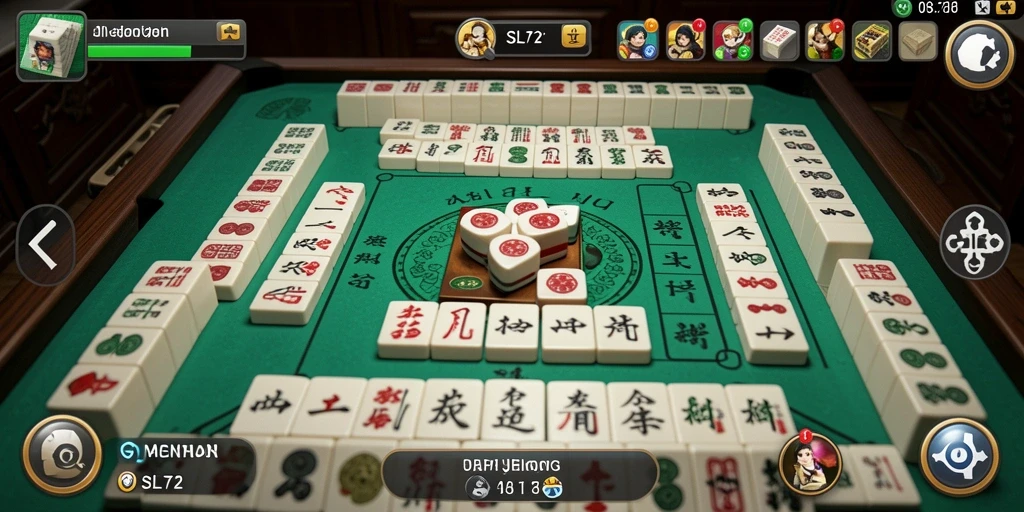 Screenshot utama SL72 menampilkan gameplay Mahjong yang menarik.