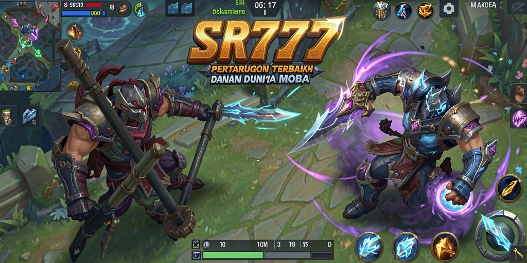 Screenshot gameplay SR777 menampilkan aksi seru pertandingan MOBA.